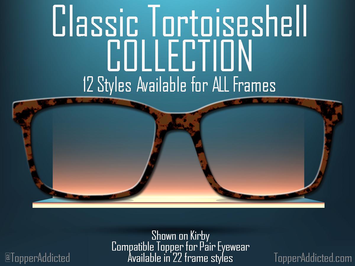 Classic Tortoiseshell Collection #3 – 12 Bold Tortoise Shell Styles – Metal Magnetic Toppers for Pair Eyewear - Daily Wear Toppers