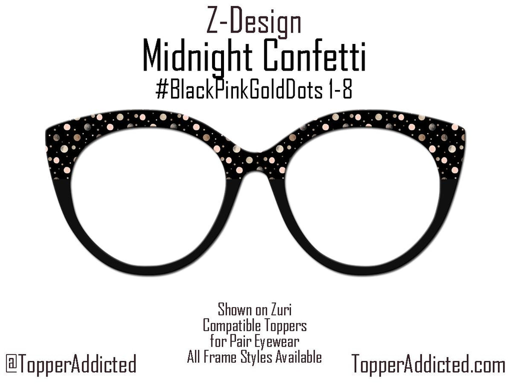 Midnight Confetti Magnetic Eyewear Topper – Pink, Gold & Taupe Dot Pattern for Pair Eyewear Frames - Bold and stylish Metal Topper - Fast.