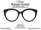 Midnight Confetti Magnetic Eyewear Topper – Pink, Gold & Taupe Dot Pattern for Pair Eyewear Frames - Bold and stylish Metal Topper - Fast.