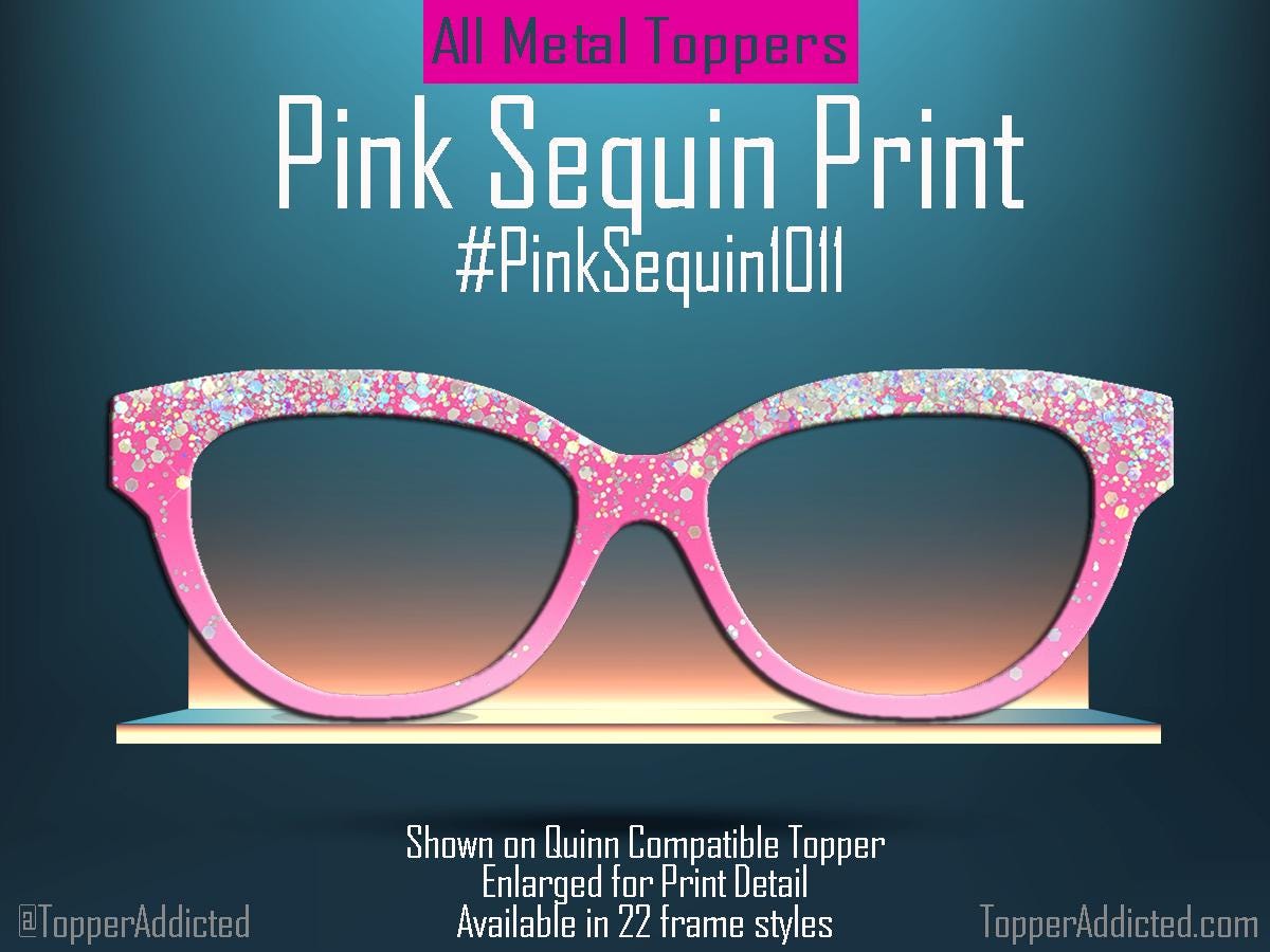 Pink Sequin Print Eyewear Topper – Metal Frame, Glittery Look