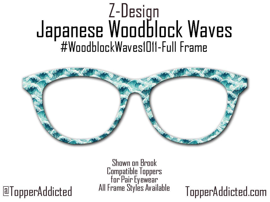Japanese Woodblock Waves Magnetic Topper for Pair Eyewear | Ocean Wave Print in Full, Fade, or Double Fade | Fast Shipping & Amazing Quality