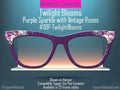 Twilight Bloom – Purple Bokeh Topper with Vintage Roses - Magnetic Metal Toppers for Pair Eyewear