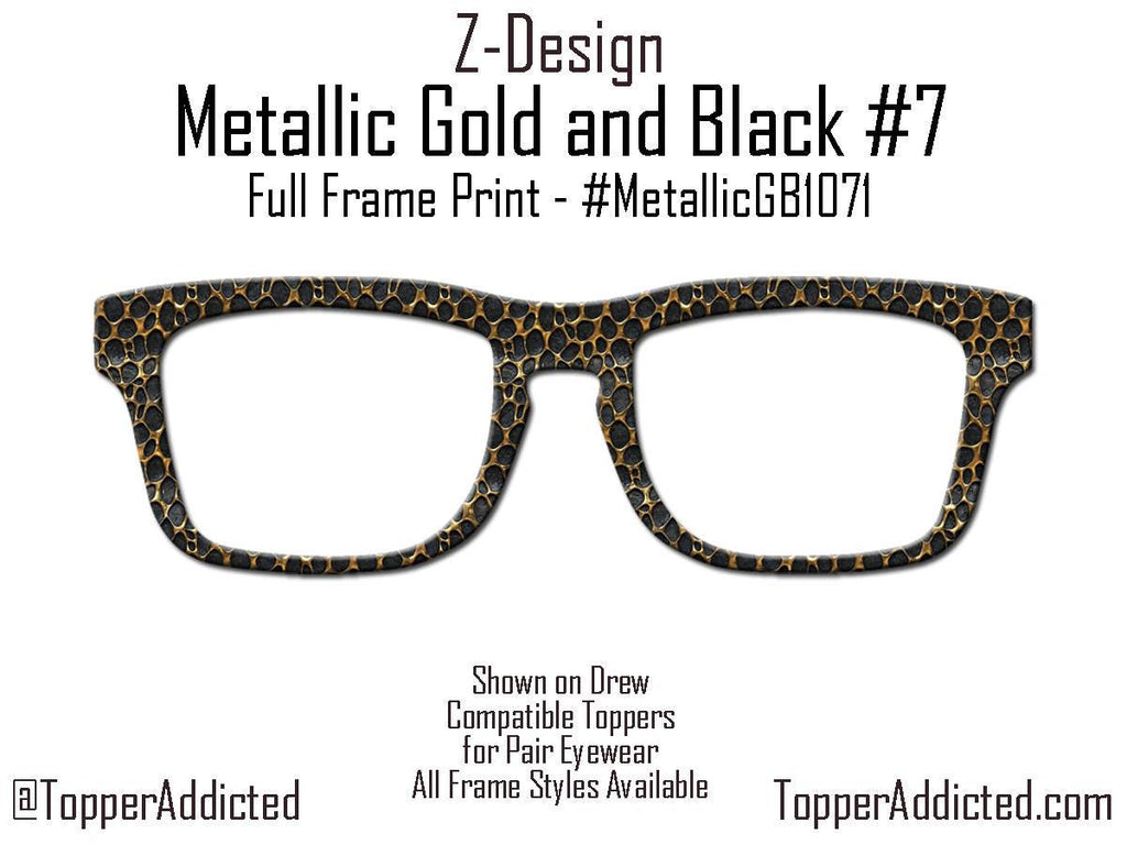 Metallic Gold and Black Glasses Topper #7 for Pair Eyewear – Magnetic Metal Topper Available in Full Frame, Split, Fade, or Double Fade