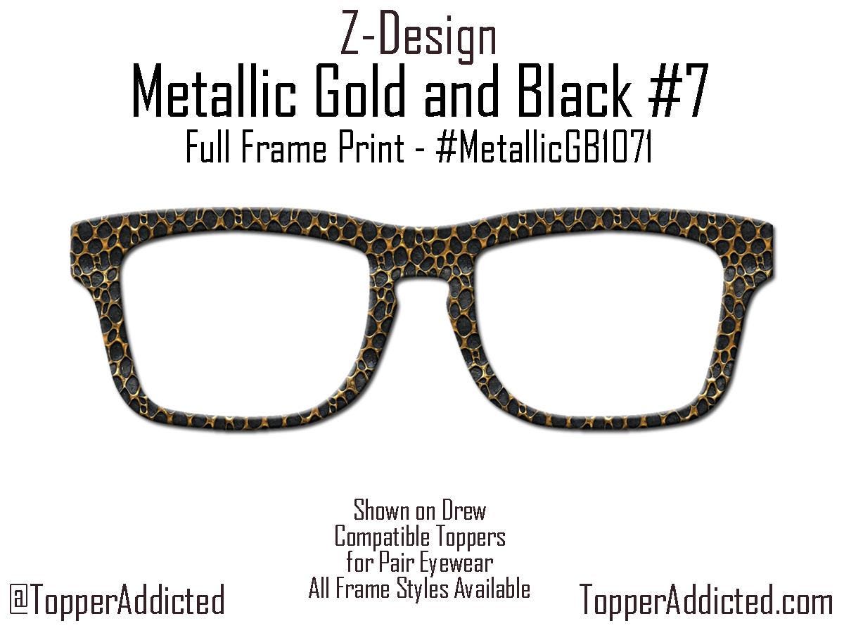 Metallic Gold and Black Glasses Topper #7 for Pair Eyewear – Magnetic Metal Topper Available in Full Frame, Split, Fade, or Double Fade
