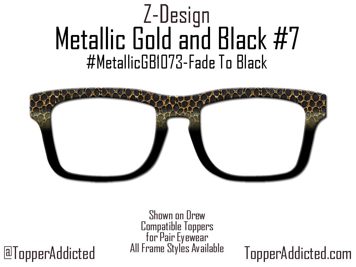 Metallic Gold and Black Glasses Topper #7 for Pair Eyewear – Magnetic Metal Topper Available in Full Frame, Split, Fade, or Double Fade