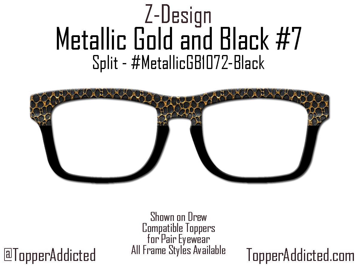 Metallic Gold and Black Glasses Topper #7 for Pair Eyewear – Magnetic Metal Topper Available in Full Frame, Split, Fade, or Double Fade