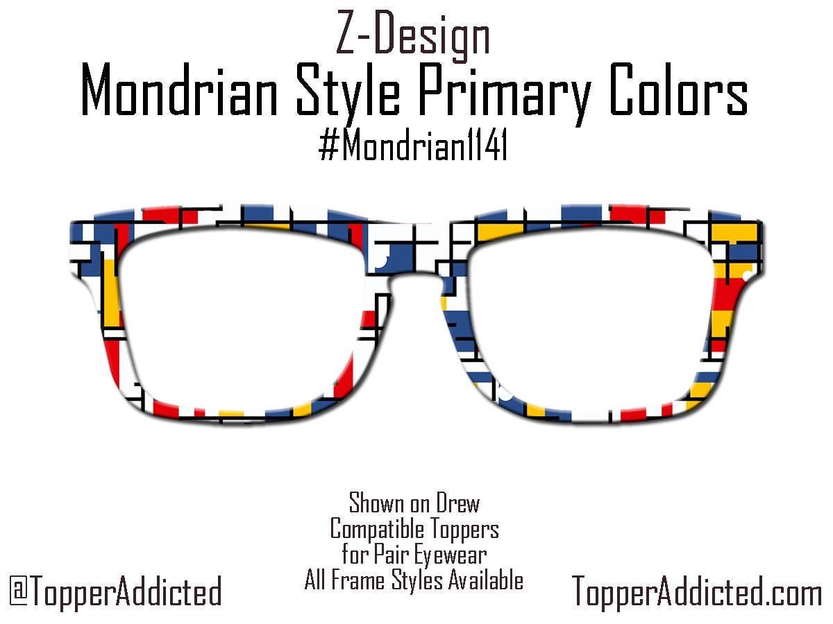 Mondrian Style Metal Topper for Pair Eyewear – Primary Colors Art