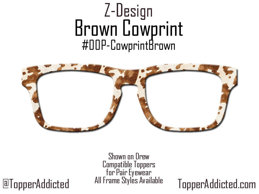 Brown Cowprint Metal Magnetic Toppers for Pair Eyewear – All Frame Styles - fastest shipping!