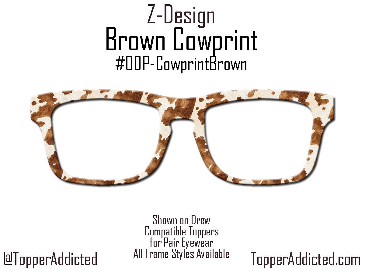 Brown Cowprint Metal Magnetic Toppers for Pair Eyewear – All Frame Styles - fastest shipping!