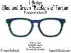 Blue & Green "MacKenzie" Diagonal Tartan – Metal Magnetic Topper for Pair Eyewear | Bold Diagonal Plaid printed glasses topper | Get It Fast
