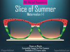 Slice of Summer – Watermelon-Themed Lightweight, thin, Metal Magnetic Toppers for Pair Eyewear | Fast shipping. Pefect picnic top frame