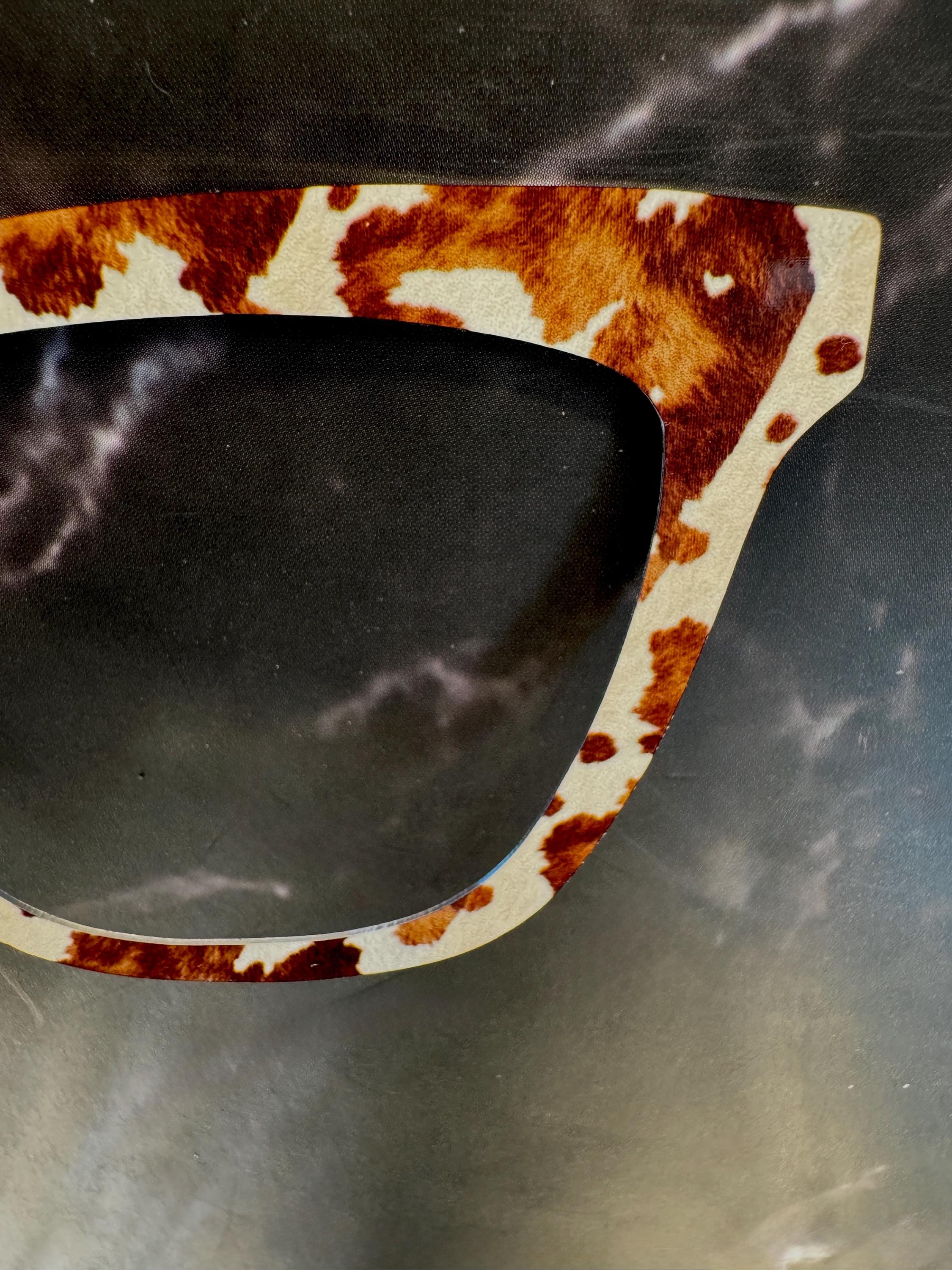 Brown Cowprint Metal Magnetic Toppers for Pair Eyewear – All Frame Styles - fastest shipping!