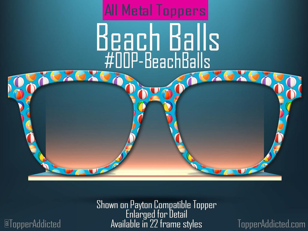 Beach Balls Magnetic Glasses Topper | All Metal Topper for Pair Eyewear | Summer Fun Pattern | Top Quality Metal - fastest shipping!
