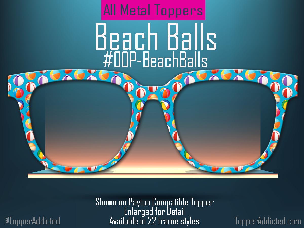 Beach Balls Magnetic Glasses Topper | All Metal Topper for Pair Eyewear | Summer Fun Pattern | Top Quality Metal - fastest shipping!