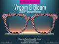 Vroom and Bloom Magnetic Glasses Topper | Checkerboard Floral Eyewear Topper for Pair Eyewear | Bold Pink & Orange Daisy Design