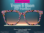 Vroom and Bloom Magnetic Glasses Topper | Checkerboard Floral Eyewear Topper for Pair Eyewear | Bold Pink & Orange Daisy Design