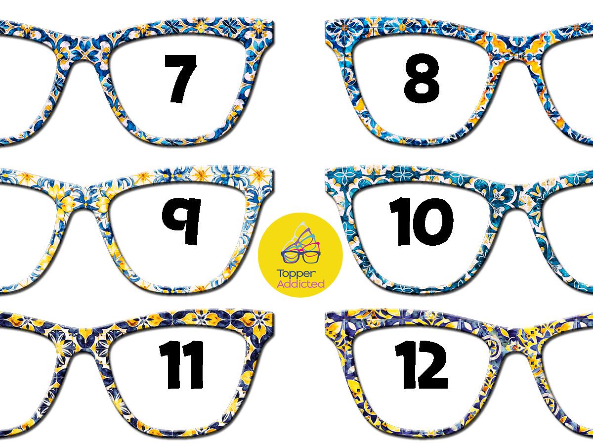 Mediterranean Tiles 1 Collection | 12 Blue & Yellow Tile-Inspired Patterns for your Pair Eyewear Compatible Metal Toppers.