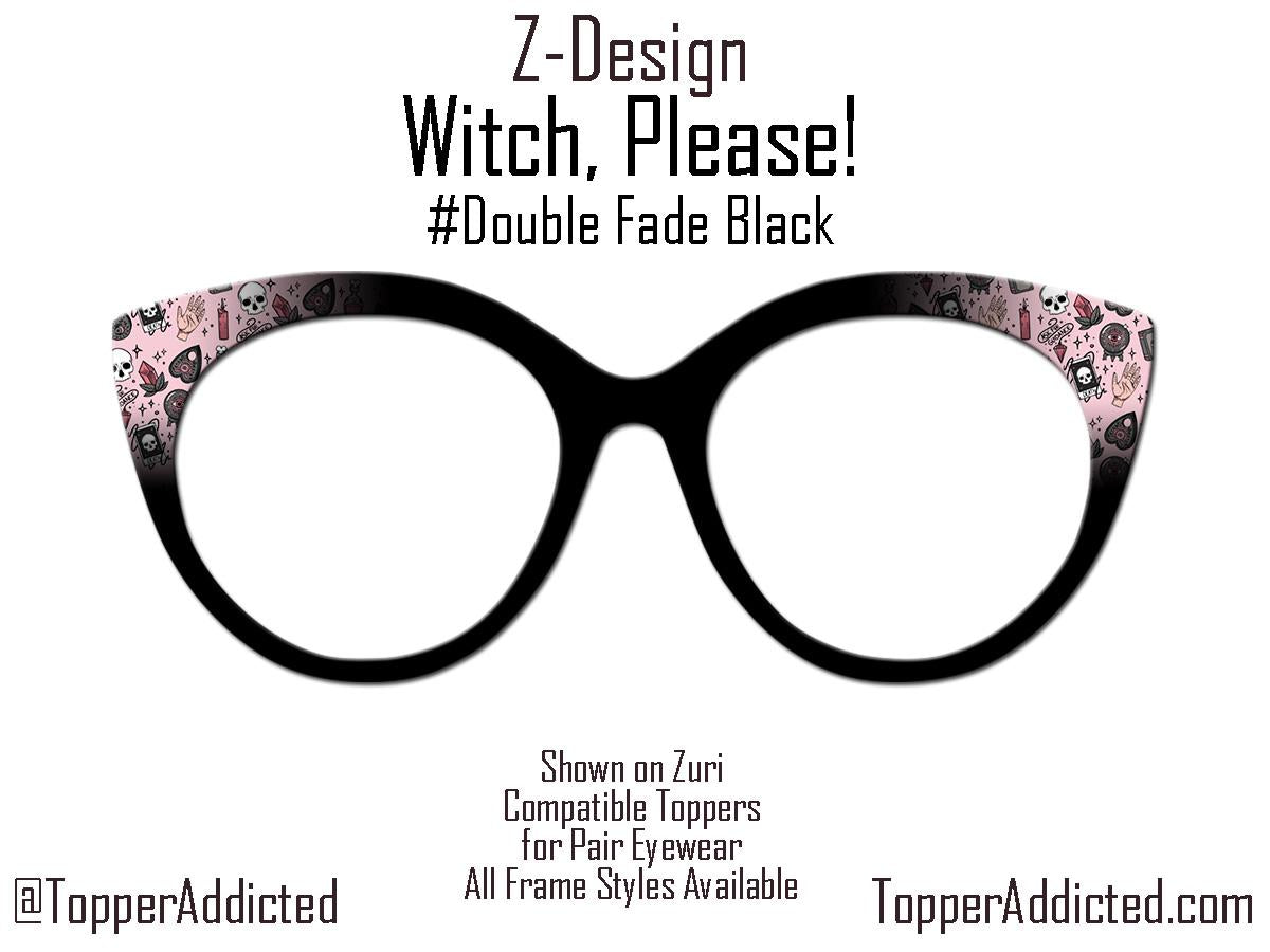 Witch, Please | Pink Witchy Pattern Magnetic Topper for Pair Eyewear | All Metal | Crystal Ball, Tarot & Occult Accessories | Cute and FAST.
