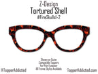 Tortured Shell – Fire Skull Pattern with a tortoiseshell look - Magnetic Toppers for Pair Eyewear - Goth - Metal look. Fast Shipping