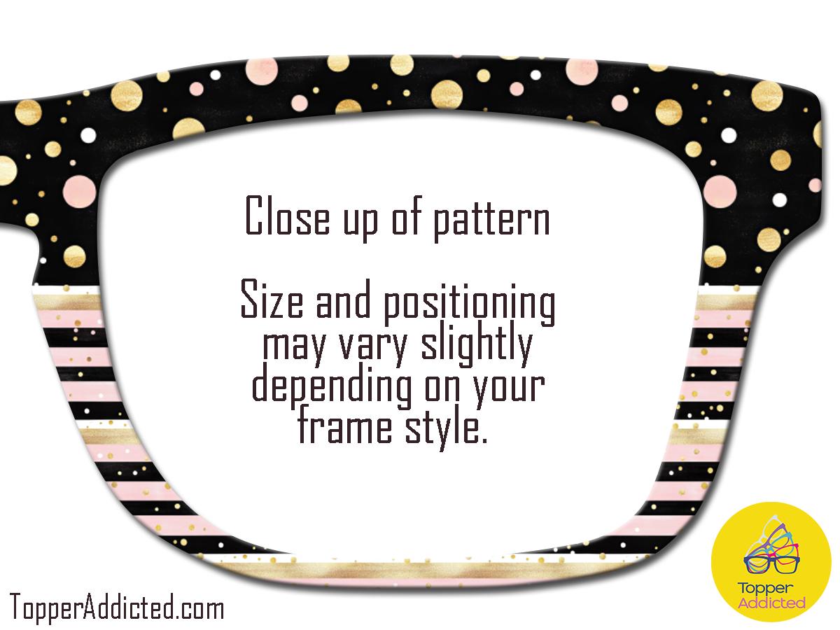 Spec-tacular Dots – Trending Black, Pink & Gold Dots + Stripes Topper | Metal Topper for Pair Eyewear | Fashionable Toppers - Fast Shipping