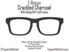 Crackled Charcoal – Magnetic Pair Eyewear Compatible Toppers with Fiery Geometric Orange Flair - All metal and shipped FAST from Texas USA