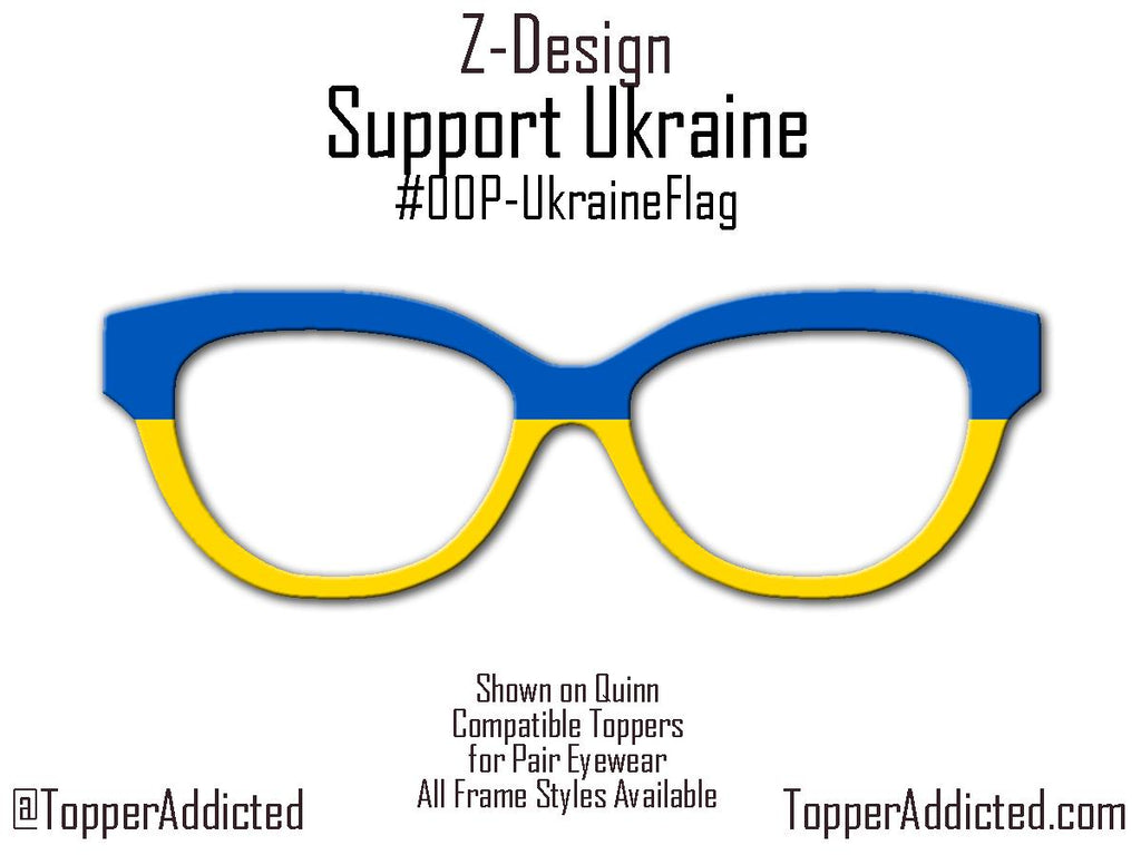 Ukrainian Flag Topper for Pair Eyewear Compatible, Metal top frames