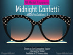 Midnight Confetti Magnetic Eyewear Topper – Pink, Gold & Taupe Dot Pattern for Pair Eyewear Frames - Bold and stylish Metal Topper - Fast.