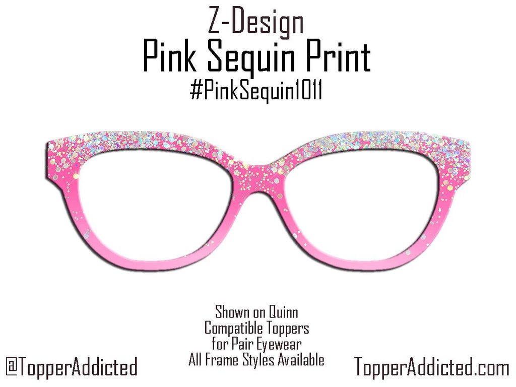 Pink Sequin Print Eyewear Topper – Metal Frame, Glittery Look