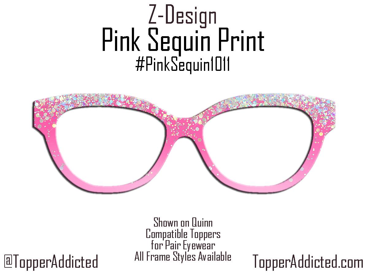 Pink Sequin Print Eyewear Topper – Metal Frame, Glittery Look