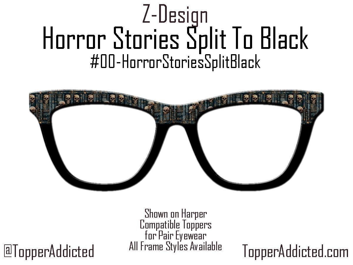 Horror Stories Metal Topper | Skulls & Books Magnetic Eyewear Topper | Fits All Pair Eyewear Frames | Goth Toppers - Spooky fast shipping