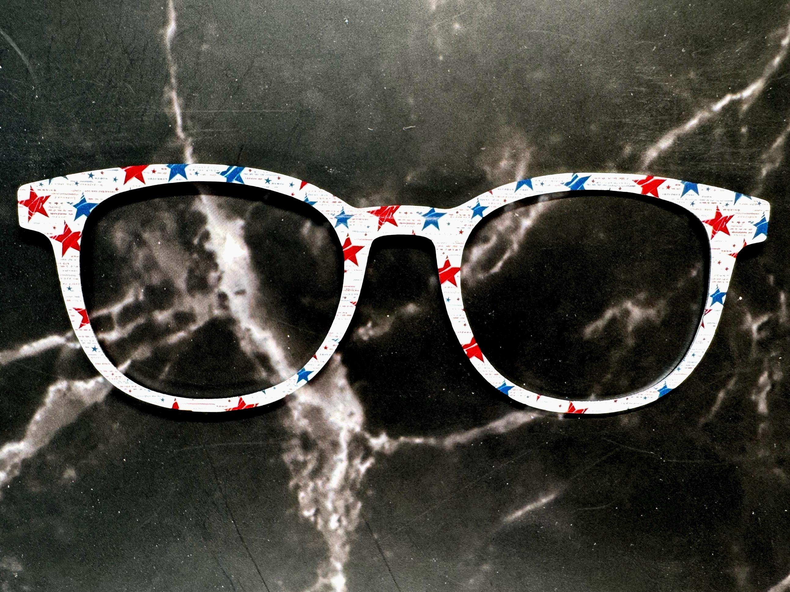 Rustic Stars & Stripes – Distressed Flag Pattern Topper for Pair Eyewear - 4th of July Metal Topper Red, White and Blue - Ships FAST.