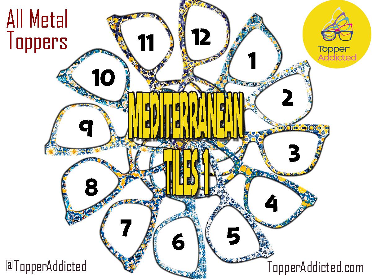 Mediterranean Tiles 1 Collection | 12 Blue & Yellow Tile-Inspired Patterns for your Pair Eyewear Compatible Metal Toppers.