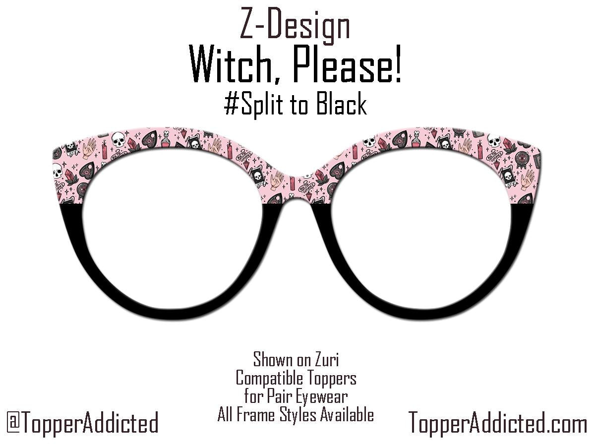 Witch, Please | Pink Witchy Pattern Magnetic Topper for Pair Eyewear | All Metal | Crystal Ball, Tarot & Occult Accessories | Cute and FAST.