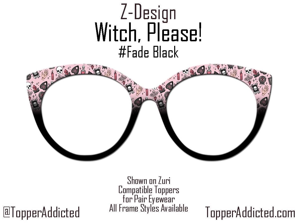 Witch, Please | Pink Witchy Pattern Magnetic Topper for Pair Eyewear | All Metal | Crystal Ball, Tarot & Occult Accessories | Cute and FAST.