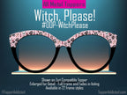 Witch, Please | Pink Witchy Pattern Magnetic Topper for Pair Eyewear | All Metal | Crystal Ball, Tarot & Occult Accessories | Cute and FAST.