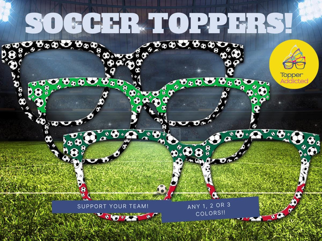 Custom Soccer Toppers for Pair Eyewear Personalized Team Color Glasses Soccer Mom Accessories for Players Fans Coaches