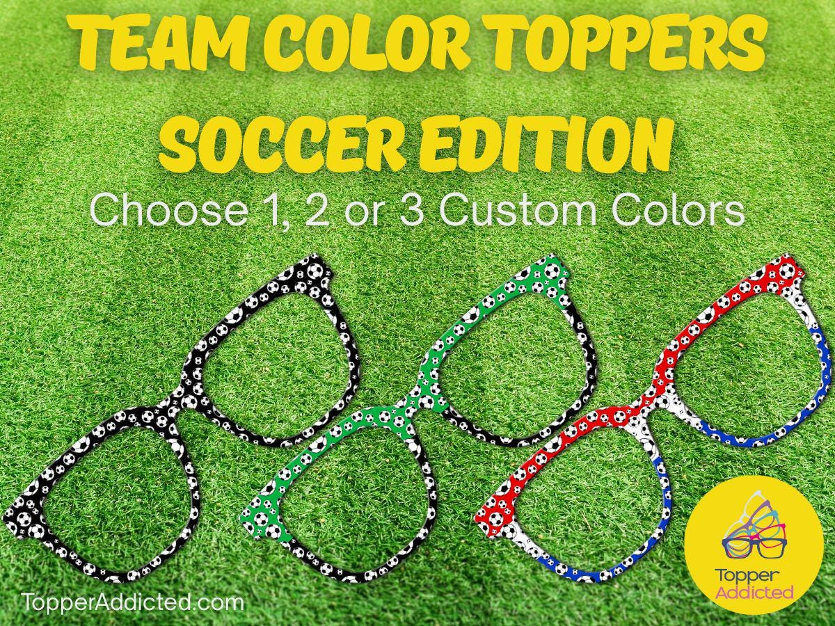 Custom Soccer Toppers for Pair Eyewear Personalized Team Color Glasses Soccer Mom Accessories for Players Fans Coaches