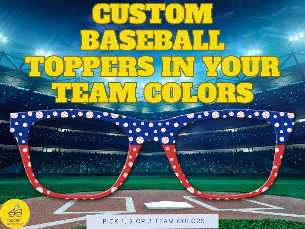 Custom Baseball Polka Dot Magnetic Toppers for Pair Eyewear | Team Color Glasses Accessories | Little League, MLB, College Fan Gift