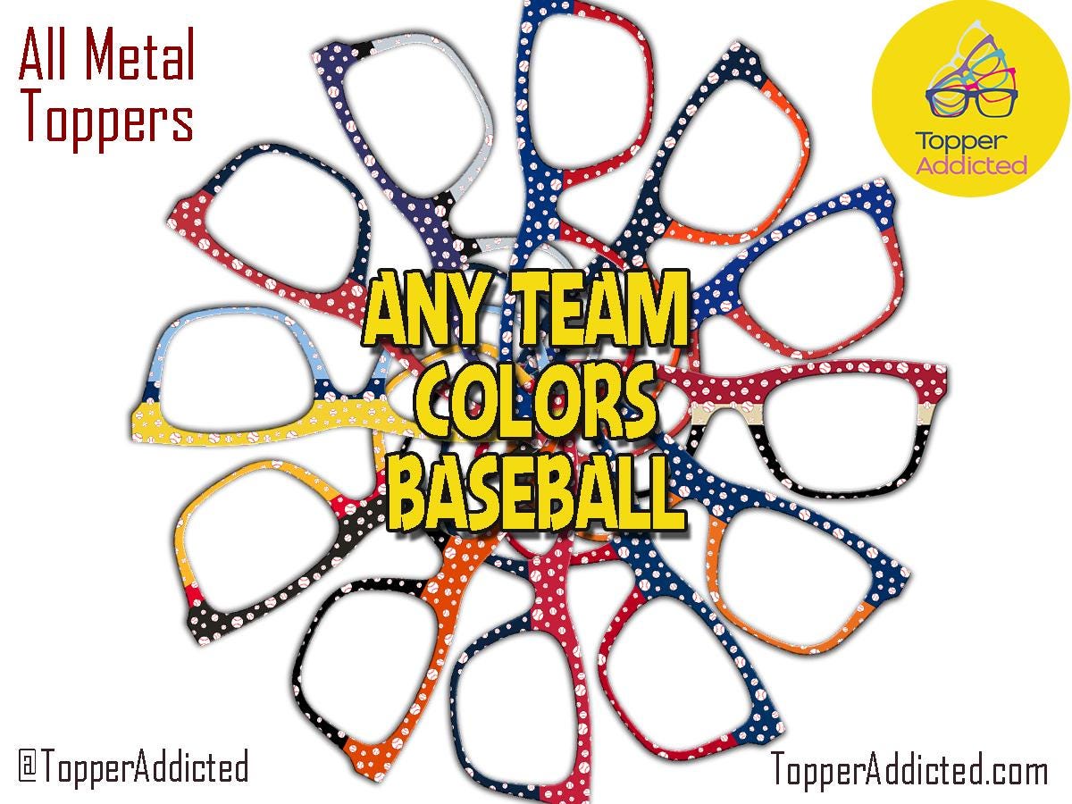 Custom Baseball Polka Dot Magnetic Toppers for Pair Eyewear | Team Color Glasses Accessories | Little League, MLB, College Fan Gift