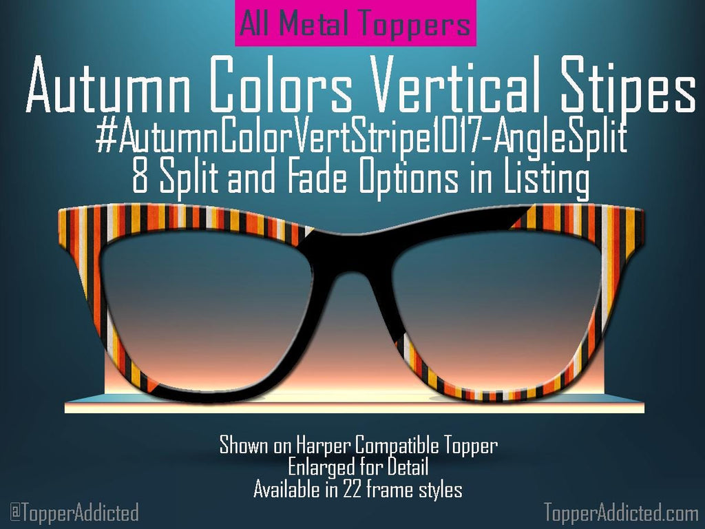 Autumn Stripes Metal Magnetic Topper for Pair Eyewear Glasses – Fall Color Glasses Accessory for men & women with Seasonal Style. Ships Fast