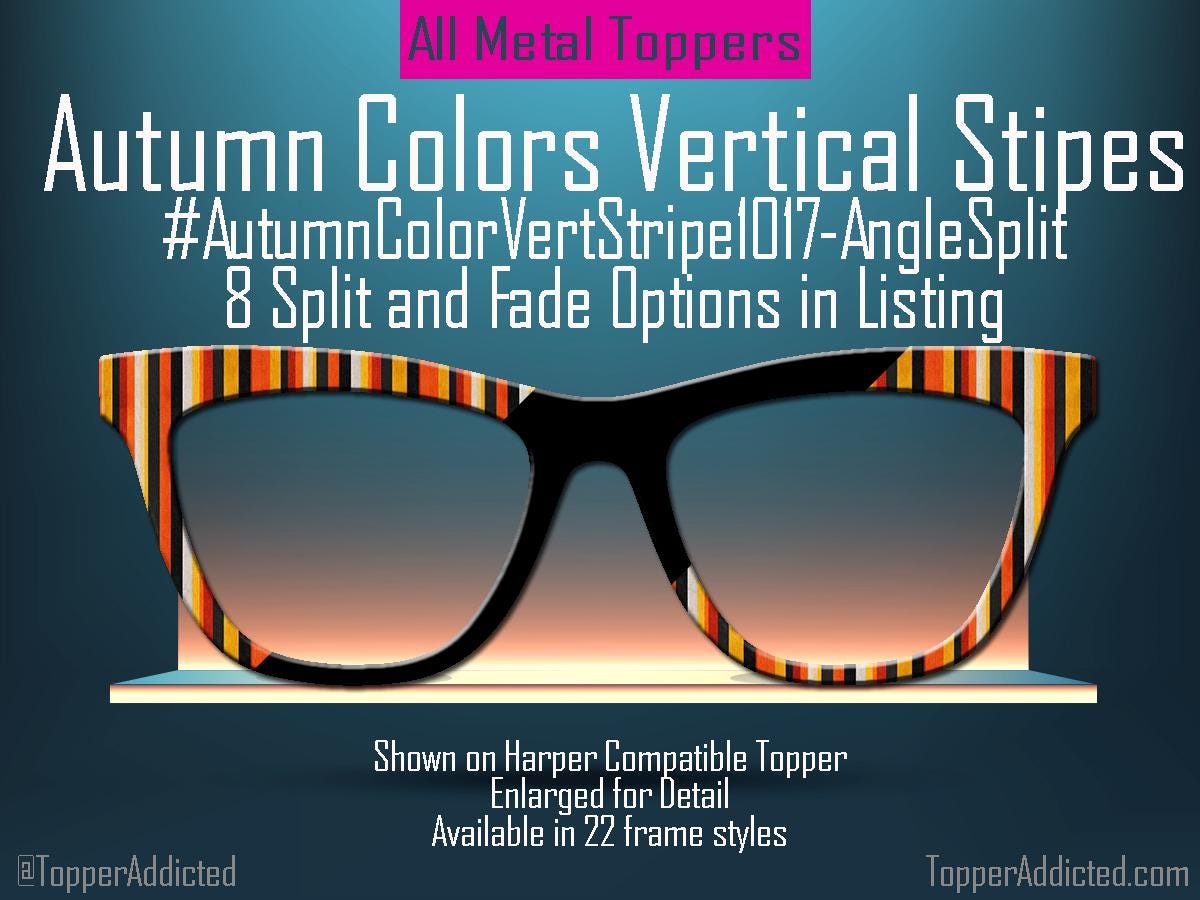 Autumn Stripes Metal Magnetic Topper for Pair Eyewear Glasses – Fall Color Glasses Accessory for men & women with Seasonal Style. Ships Fast