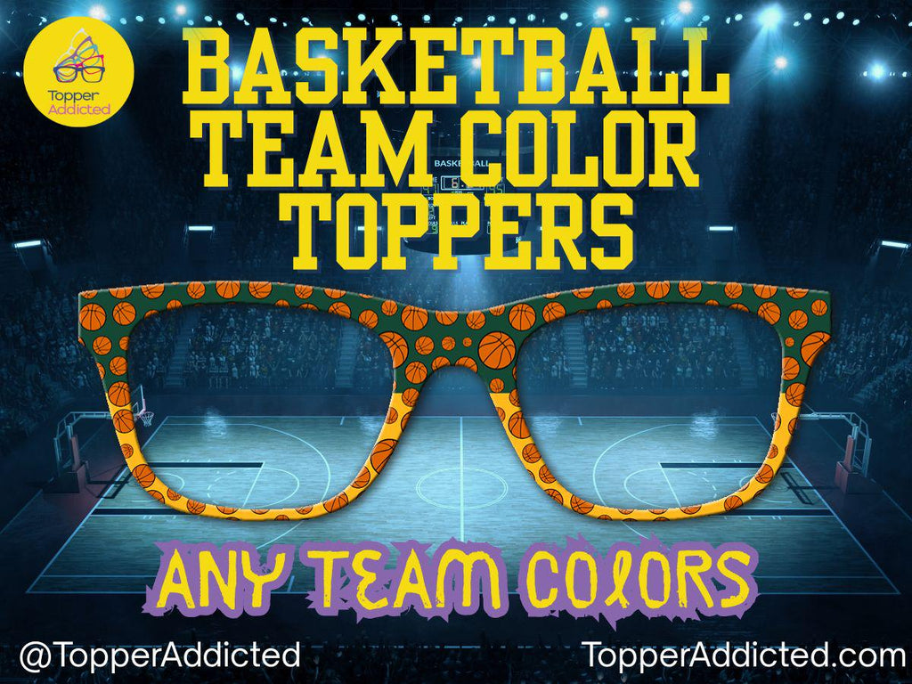 Basketball team color glasses toppers custom sports fan Pair toppers game day for Pair Eyewear any team colors available Team Mom Dad Fan