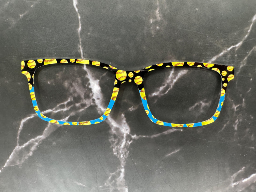 Softball Metal Toppers in Your Team Colors for Pair Eyewear – Custom Softball Glasses Top Frames for Girls Moms Dads Fans & Players