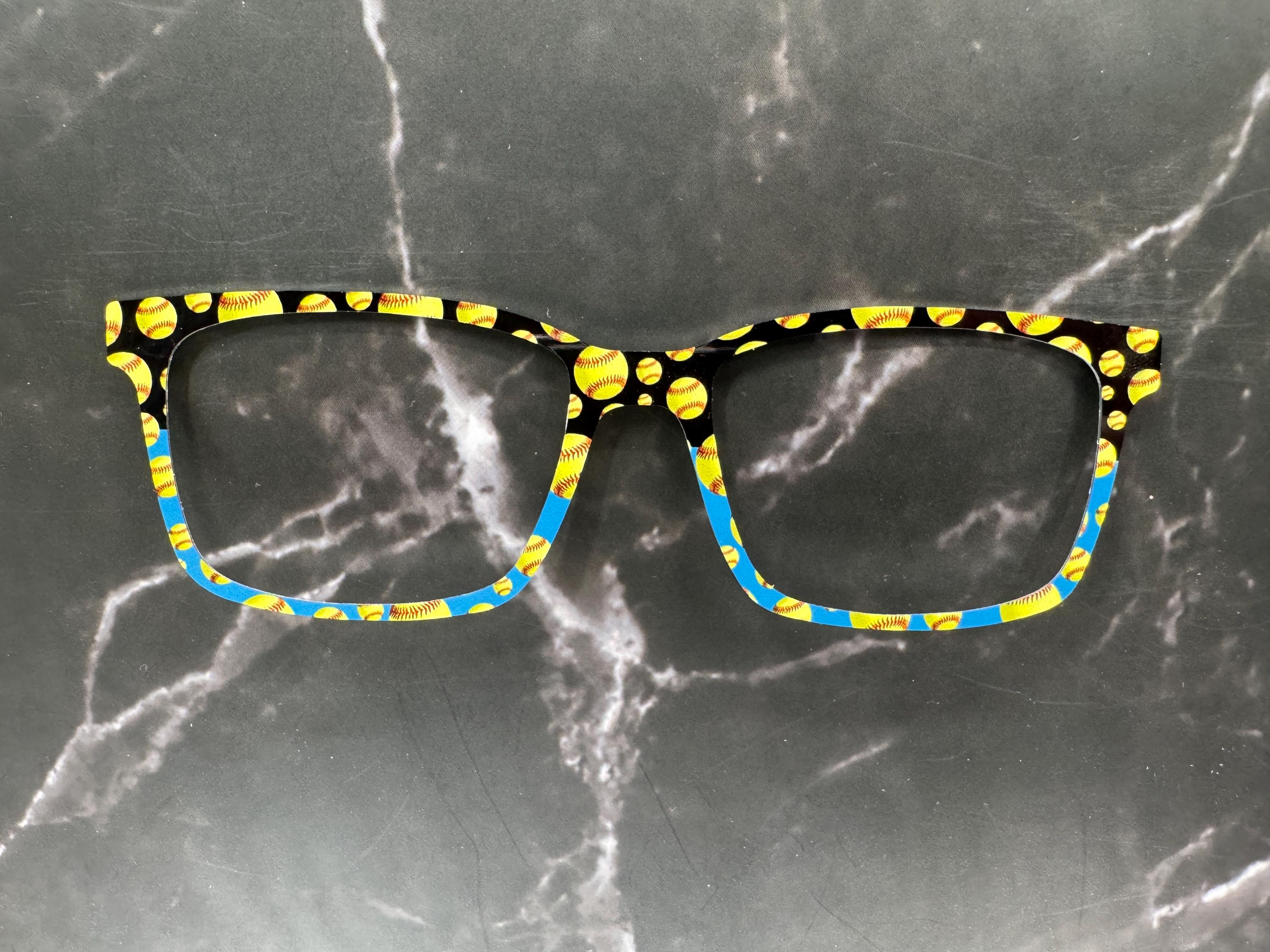 Softball Metal Toppers in Your Team Colors for Pair Eyewear – Custom Softball Glasses Top Frames for Girls Moms Dads Fans & Players