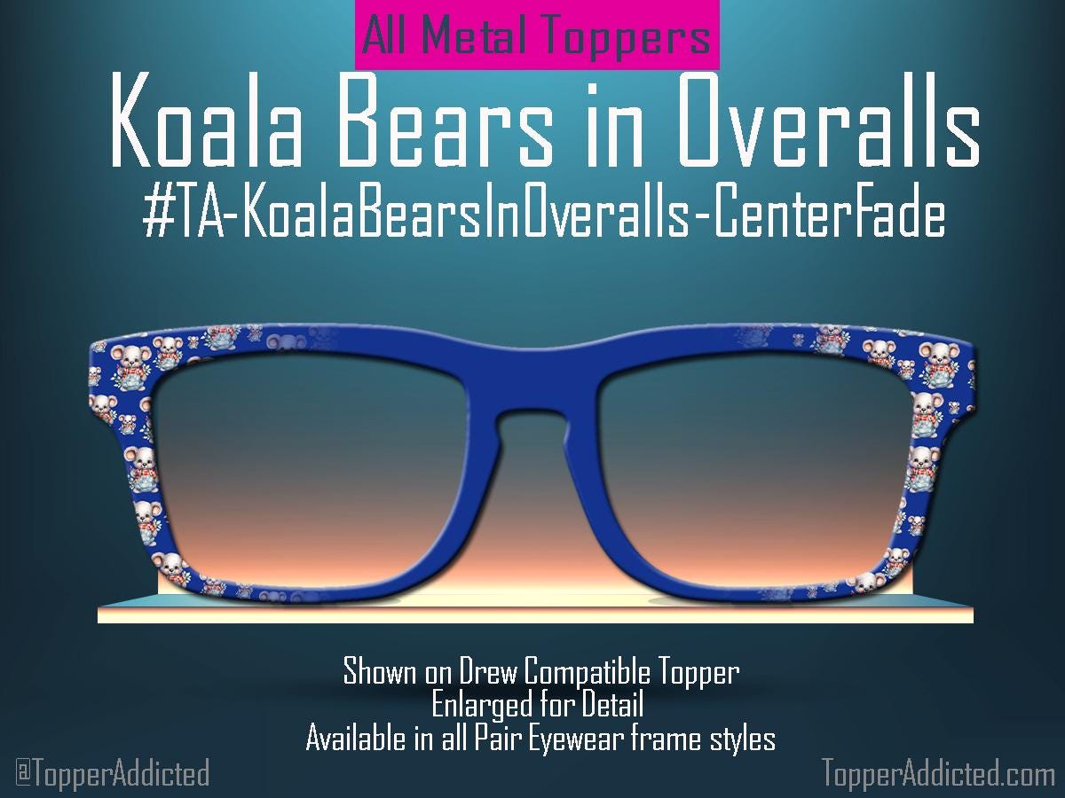 Koala Bears in Overalls toppers for Pair Eyewear metal magnetic toppers cute animal glasses topper compatible with all Pair Frame Styles