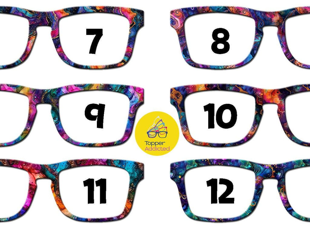 Alcohol Ink Paisley Toppers for Pair Eyewear Custom Magnetic Metal Glasses Fronts Artistic Swirl Designs for Bold Eyeglass Style