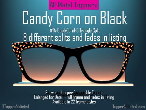 Candy Corn Halloween Toppers for Pair Eyewear Custom Magnetic Metal Glasses Fronts with 8 Fade and Split Styles Trick or Treat Vibes