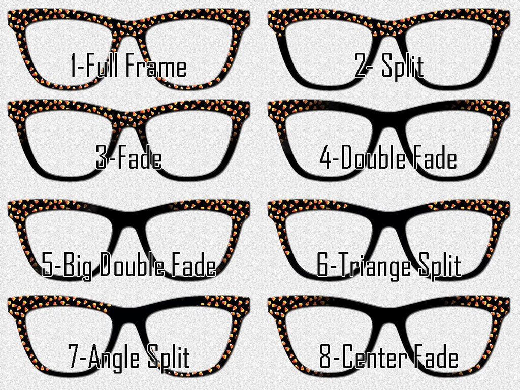 Candy Corn Halloween Toppers for Pair Eyewear Custom Magnetic Metal Glasses Fronts with 8 Fade and Split Styles Trick or Treat Vibes