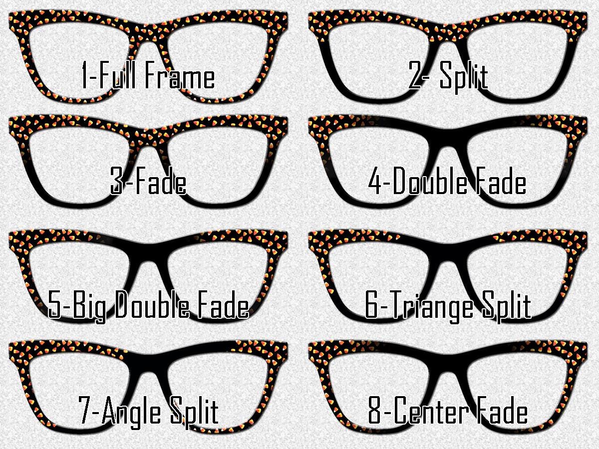 Candy Corn Halloween Toppers for Pair Eyewear Custom Magnetic Metal Glasses Fronts with 8 Fade and Split Styles Trick or Treat Vibes