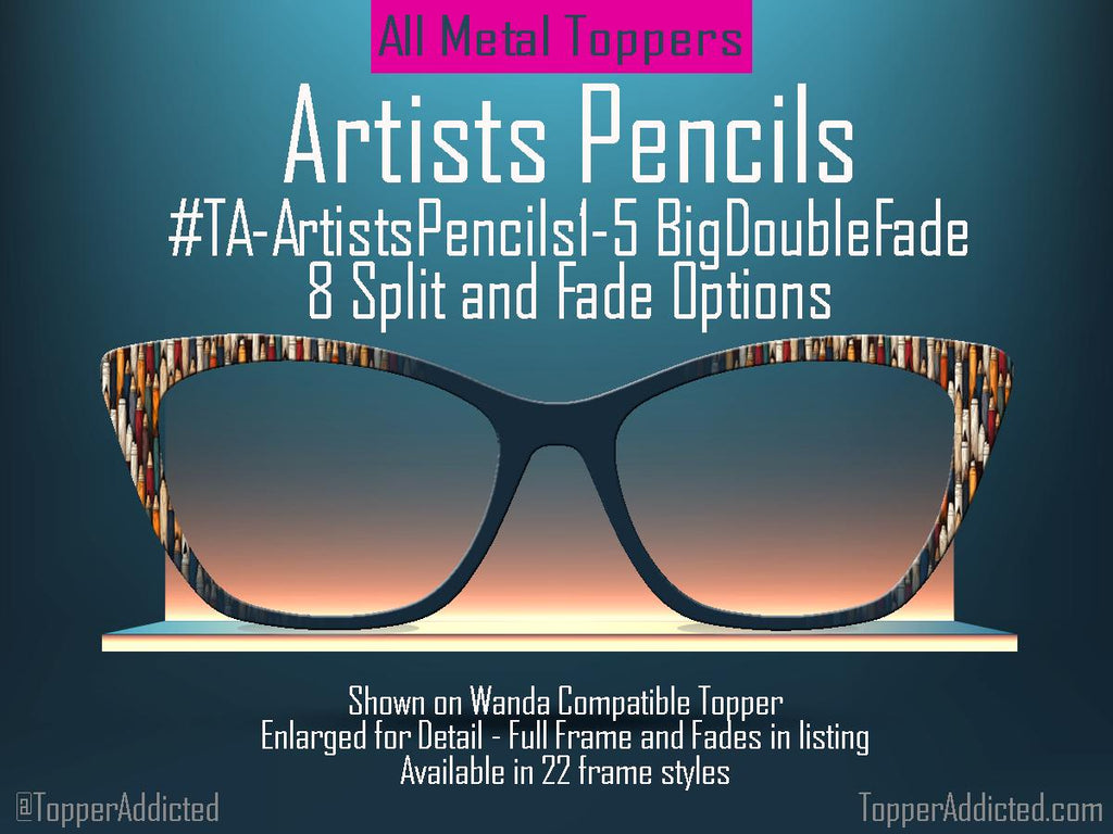 Artists Pencils Metal Magnetic Topper for Pair Eyewear Glasses – Colorful Art Glasses Accessory for Teachers, Artists, and Creatives